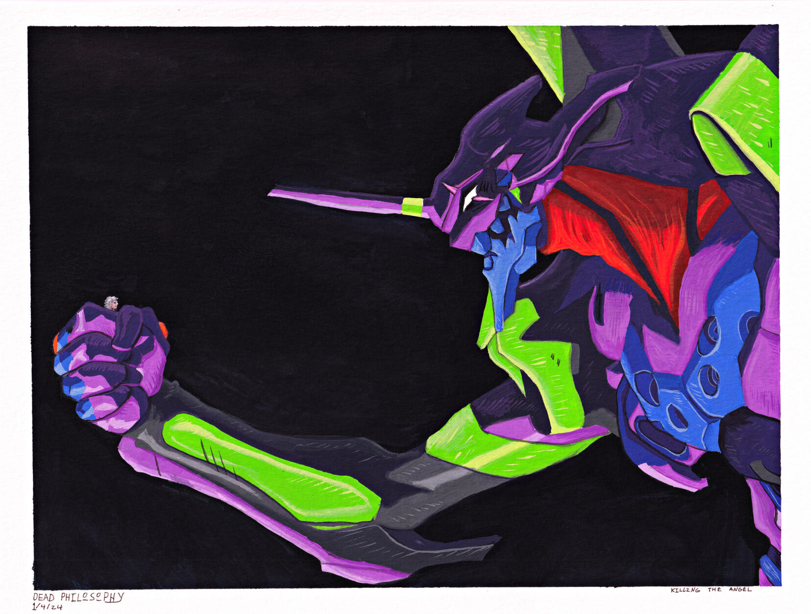 "Killing the Angel" - gouache on paper