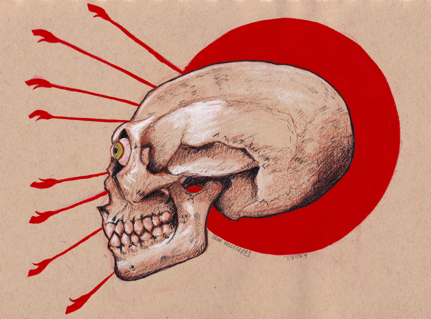"Solar Heretic" - mixed media on toned paper