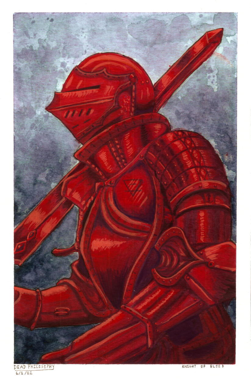 &quot;Knight of Blood&quot; - gouache on paper
