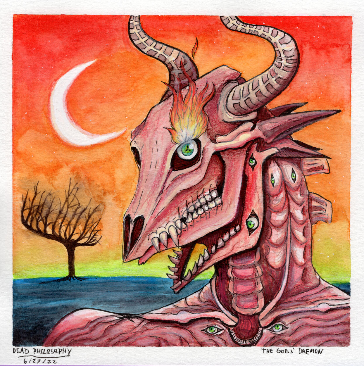 "The Gods' Daemon" - mixed media on paper