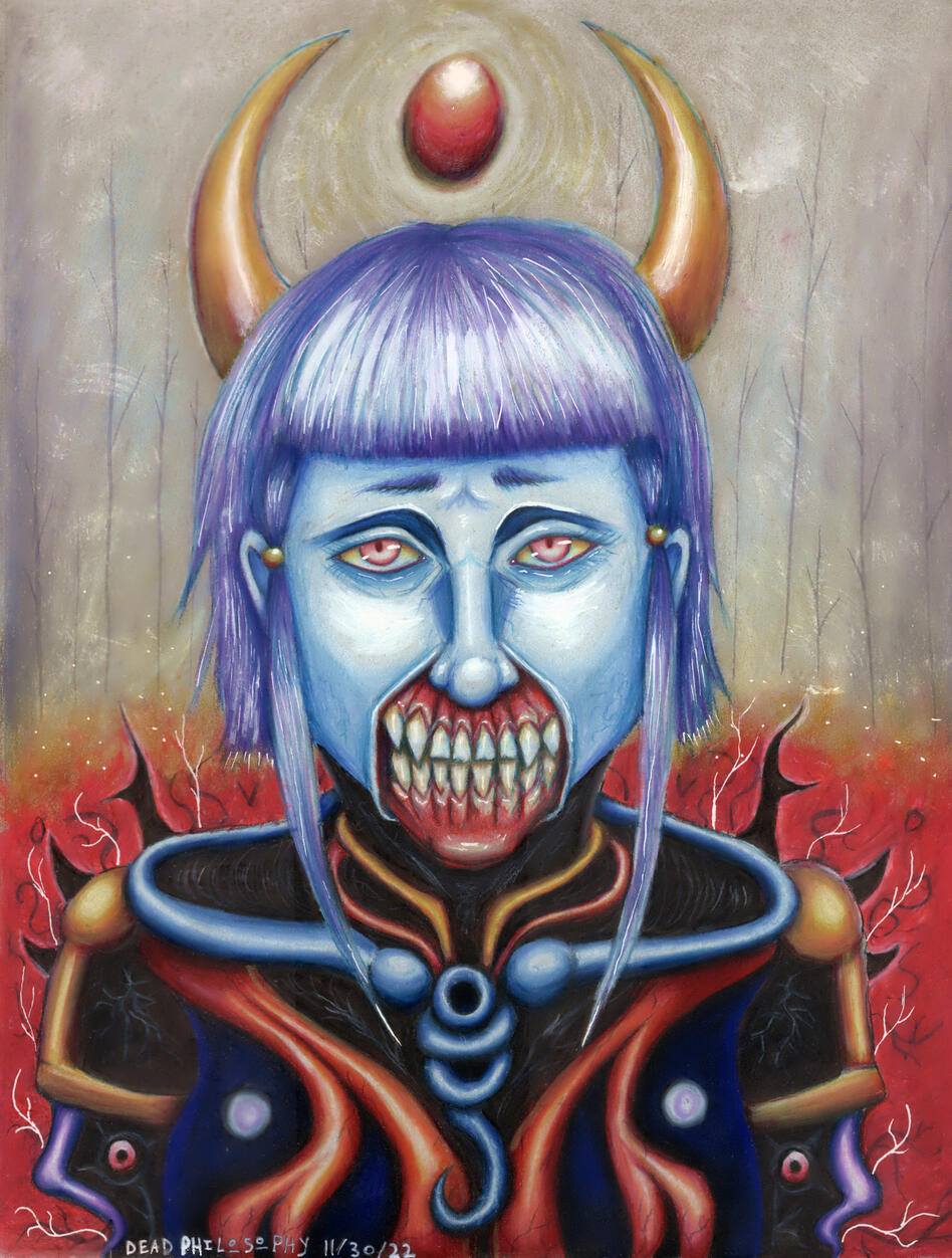 "Oneiric Curse" - mixed media on toned paper